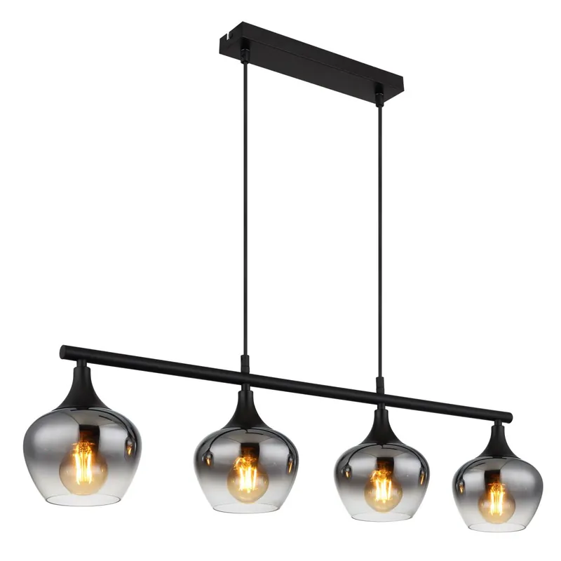 Precio Rebajado Lámpara colgante moderna en negro mate con cuatro lentes convexas que aportan elegancia y calidez a tu espacio. ✓ Envío gratis desde 50 € ✓ 2 años de garantía
