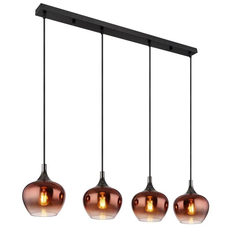 Última Oportunidad Lámpara colgante moderna con esferas de vidrio en color cobre y acabado negro mate, ideal para iluminar y decorar tu hogar. ✓ Envío gratis desde 50 € ✓ 2 años de garantía