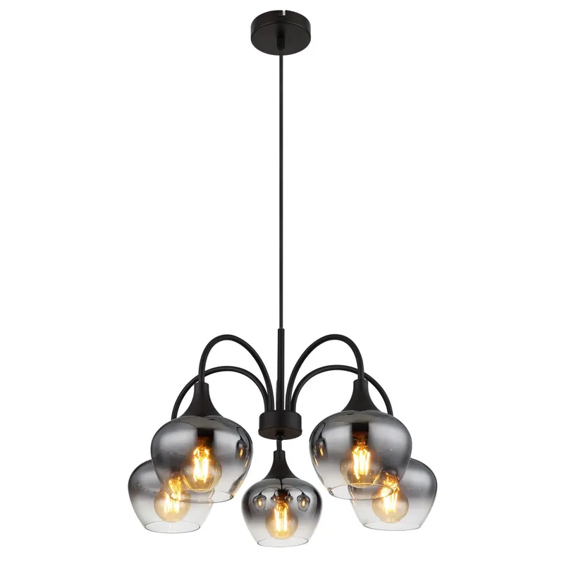 Lámpara colgante elegante en negro mate con cinco brazos curvados y tecnología eficiente. ✓ Entrega rápida ✓ 2 años de garantía Súper Precio