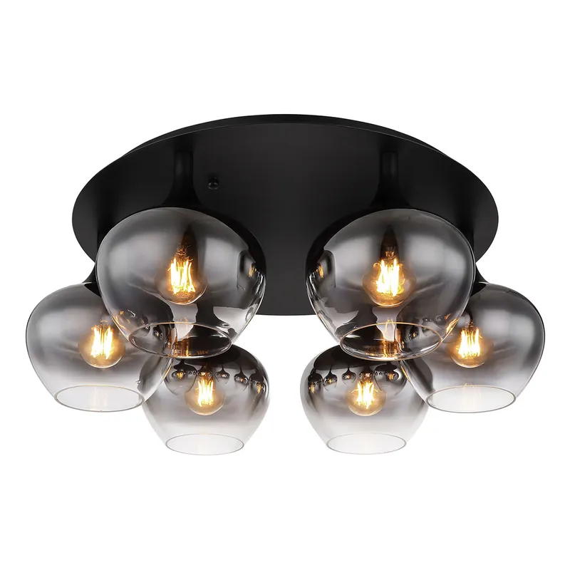 Compra Hoy Lámpara de techo moderna negra de vidrio y metal Globo Maxy