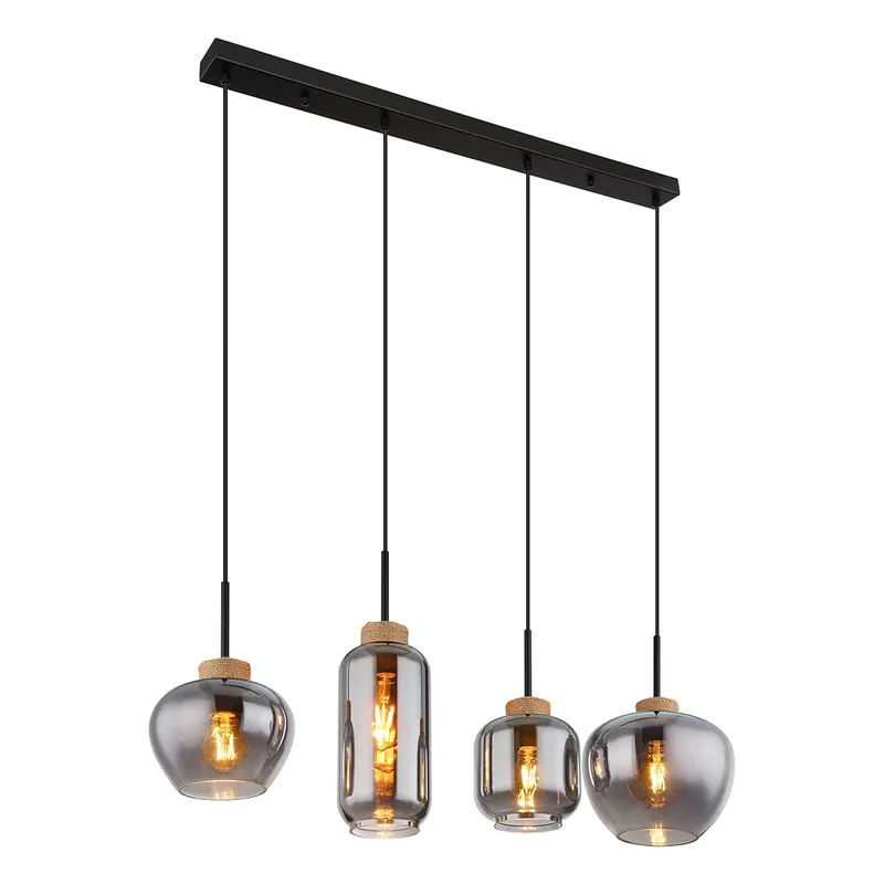 Promoción Exclusiva Lámpara colgante moderna de vidrio y metal negro Globo Matt