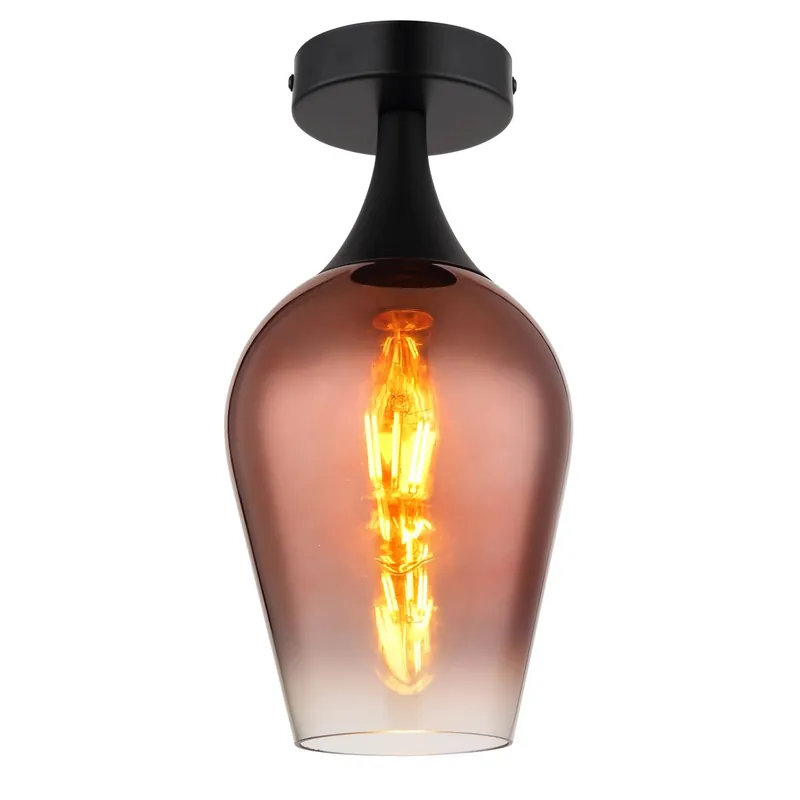 Envío Gratis Lámpara de techo elegante con pantalla de vidrio, diseño negro mate y detalles cobrizo. ✓ Envío gratis desde 50 € ✓ 2 años de garantía