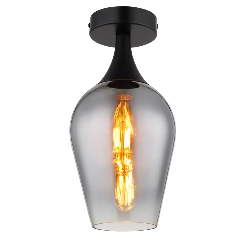Artesanal Lámpara de techo moderna en color negro con pantalla cromada y diseño elegante. ✓ Envío gratis desde 50 € ✓ 2 años de garantía