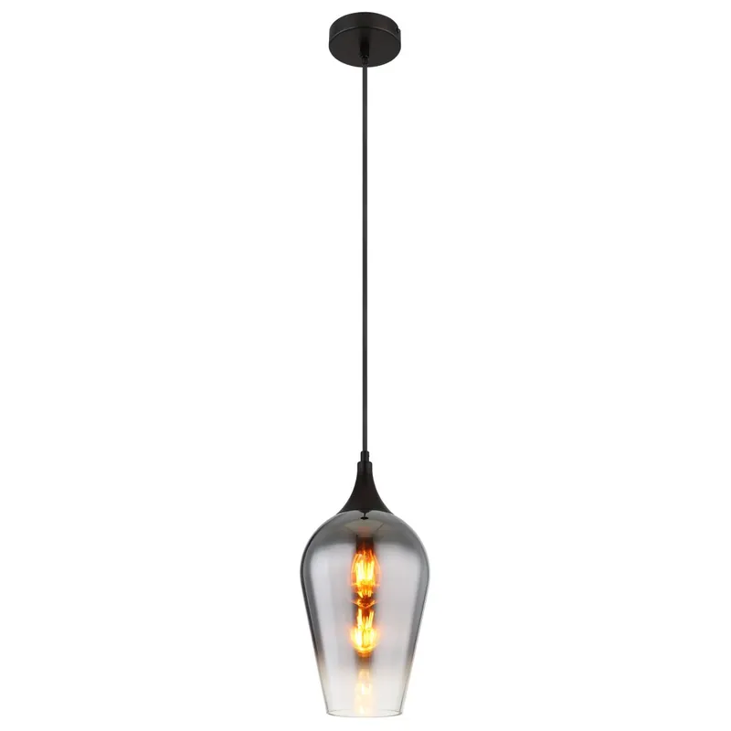 Lámpara colgante moderna redonda con pantalla de vidrio en cromo y marco negro mate. ✓ Envío gratis desde 50 € ✓ 2 años de garantía Artesanal