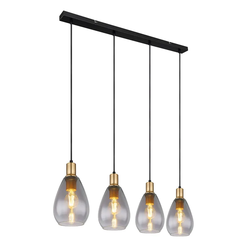 Lámpara colgante clásica de vidrio y metal negro Globo Fanni Premium