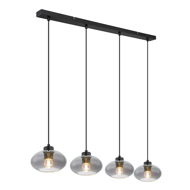 Plafón moderno de vidrio y metal negro Globo Shaun Gran Oferta