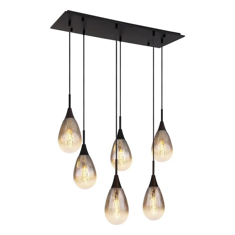 Precio Bajo Lámpara colgante moderna de metal negro en forma de gotas Globo Krys