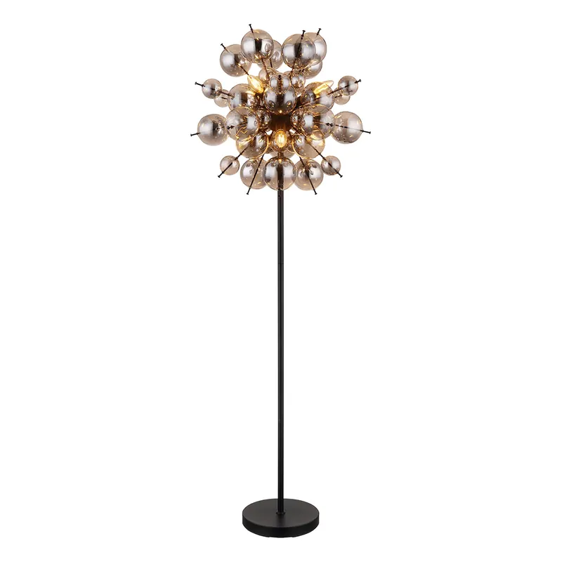 Garantía Incluida Lámpara de pie Art Déco de metal negro Globo Udo