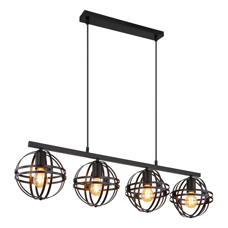 Original Lámparas colgantes retro de metal negro Globo Tamara