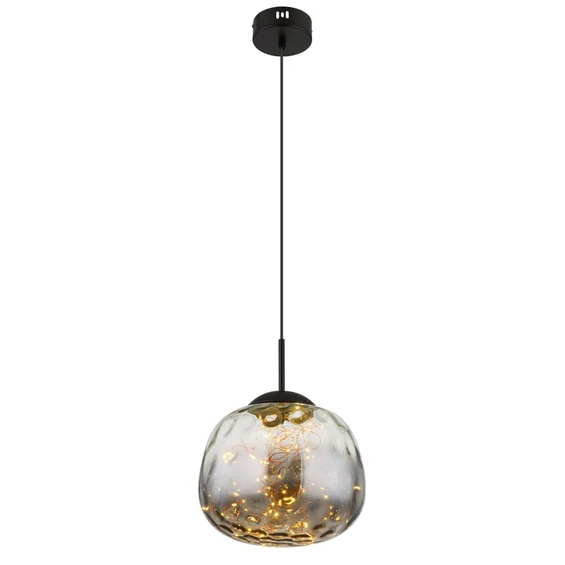 Lámpara colgante redonda con elegante pantalla de vidrio ahumado y marco negro mate. ✓ Envío gratis desde 50 € ✓ 2 años de garantía Últimas Unidades