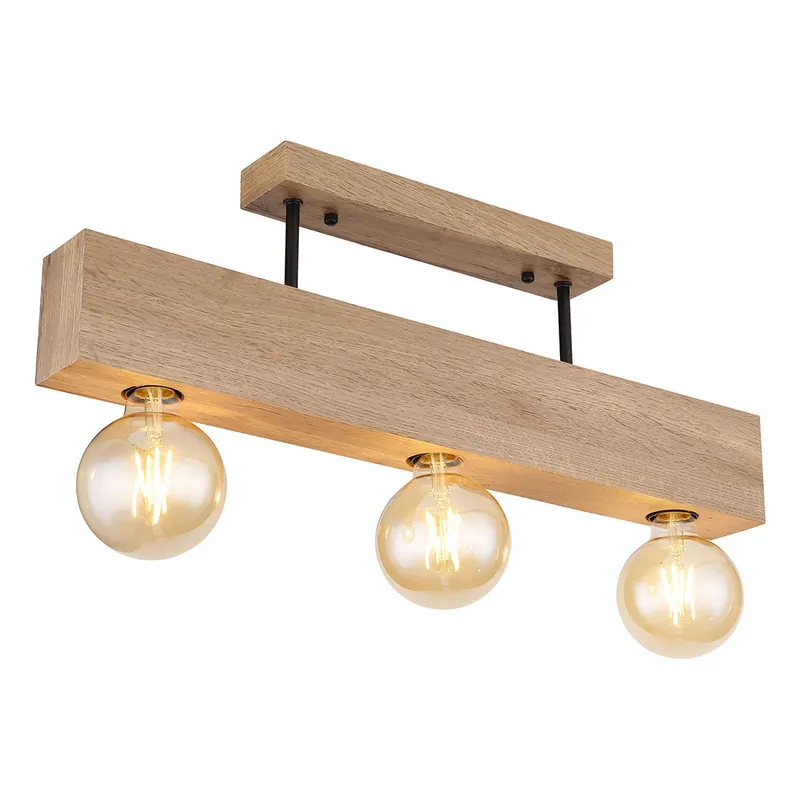 Plafón rural de madera y metal negro Globo Erna Envío Exprés