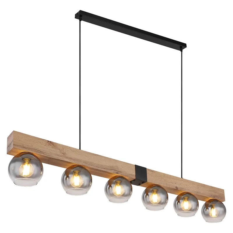 Lámpara colgante rural de metal negro Globo Moitas Popular