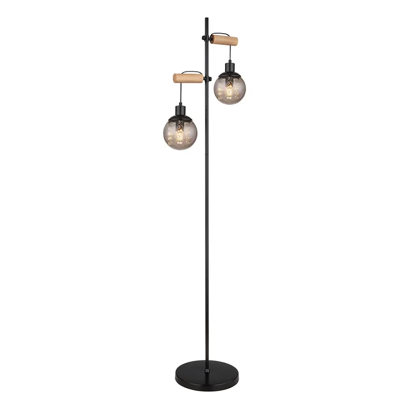 Lámpara de pie rural de metal negro Globo Richard Premium