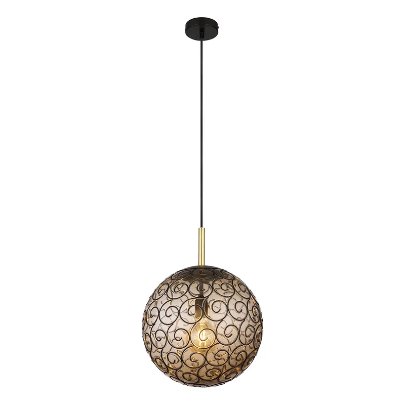Lámpara colgante oriental negra de metal Globo Fitz Alta Calidad