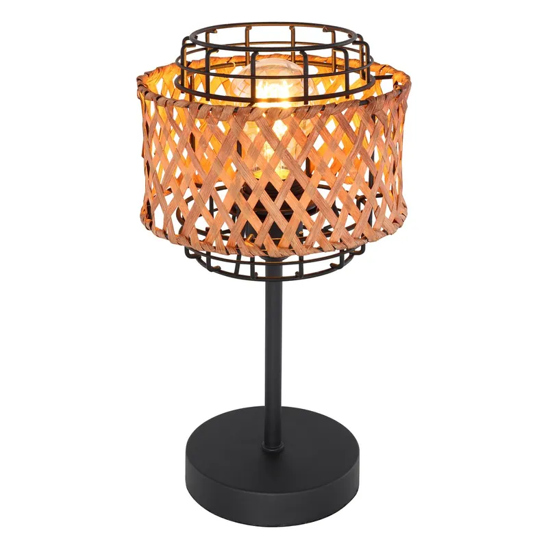 Original Lámpara de mesa negra elegante con detalles de bambú de la serie Gina. Personaliza la luz a tu gusto. ✓ Envío gratis desde 50 € ✓ 2 años de garantía