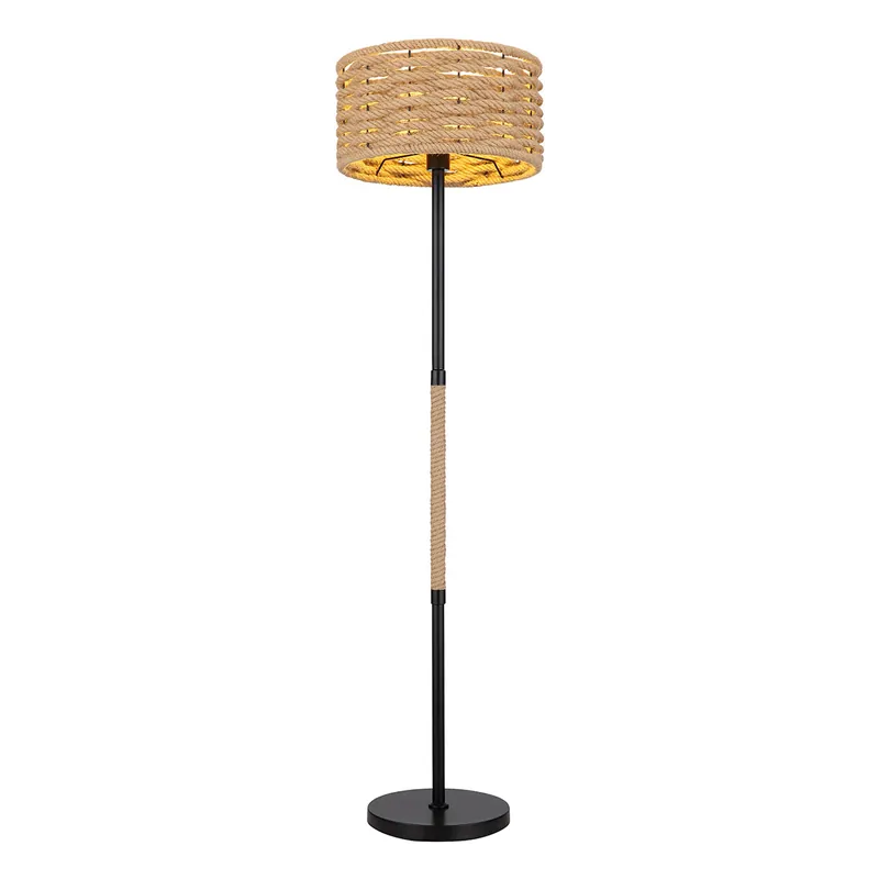 Lámpara de pie bohemia negra de metal y cuerda Globo Halia Mejor Precio