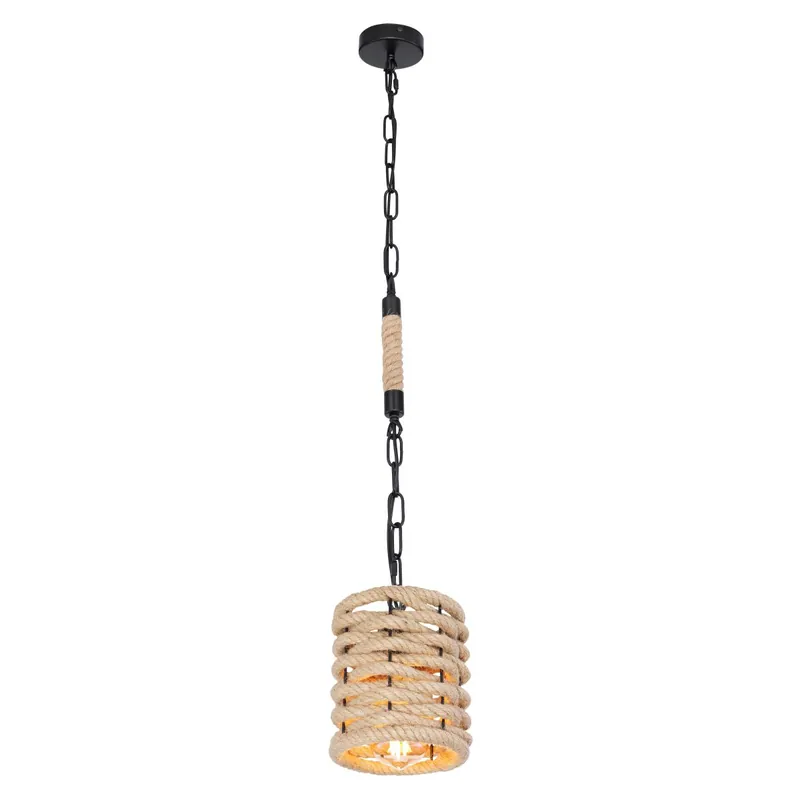 Lámpara colgante moderna con pantalla de metal negro y cuerda de yute, perfecta para cualquier ambiente. ✓ Envío gratis desde 50 € ✓ 2 años de garantía Precio De Oferta