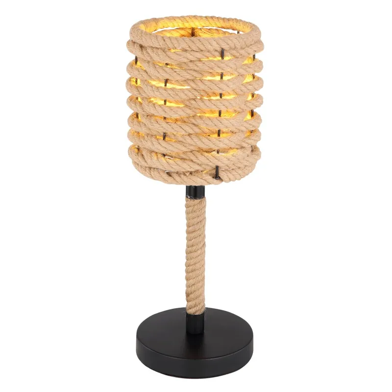 Solo Por Tiempo Limitado Lámpara de mesa natural de metal y cuerda de cáñamo Halia, perfecta para decorar tu hogar con estilo orgánico y cálido. ✓ Envío gratis desde 50 € ✓ 2 años de garantía