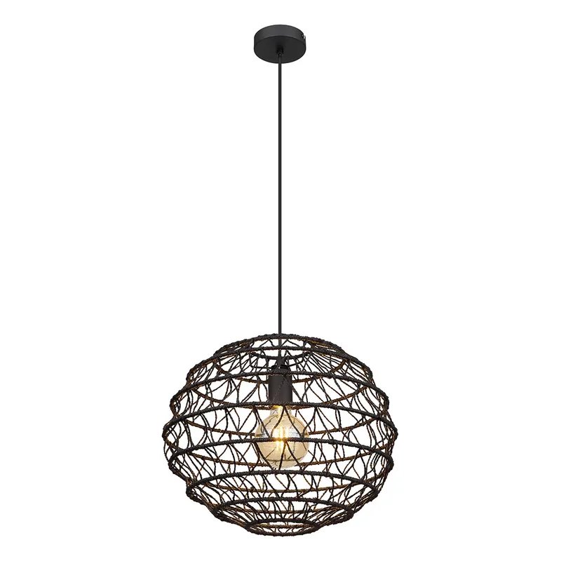 Oferta Limitada Lámpara colgante bohemia negra de metal Globo Senni