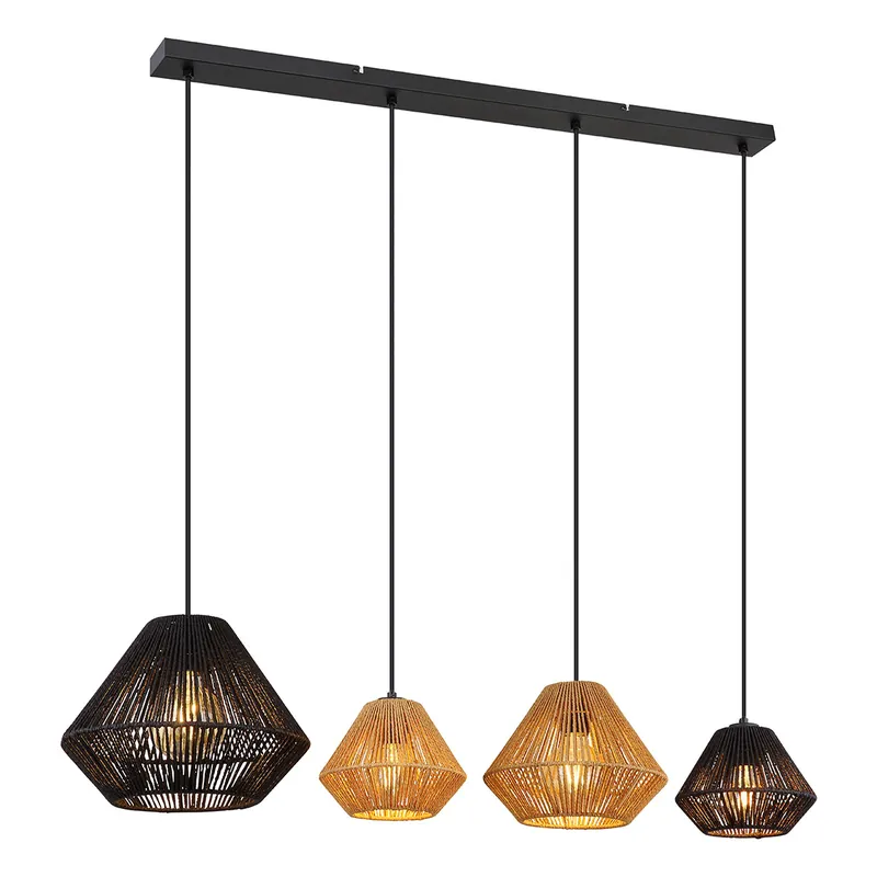 Entrega Rápida Lámpara colgante bohemia negra de metal y cuerda Globo Houdini