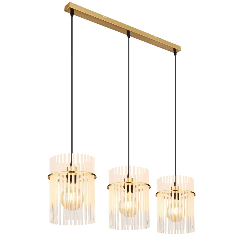 Disponible Ahora Lámpara colgante dorada con barras de vidrio decorativas, ideal para dar un toque elegante a tu hogar. ✓ Envío gratis desde 50 € ✓ 2 años de garantía