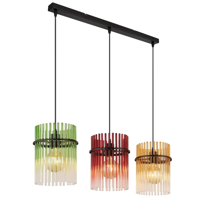Lámpara colgante moderna con pendulos de vidrio en colores vibrantes. Transforma tu espacio con estilo y calidez. ✓ Envío gratis desde 50 € ✓ 2 años de garantía Oferta Especial