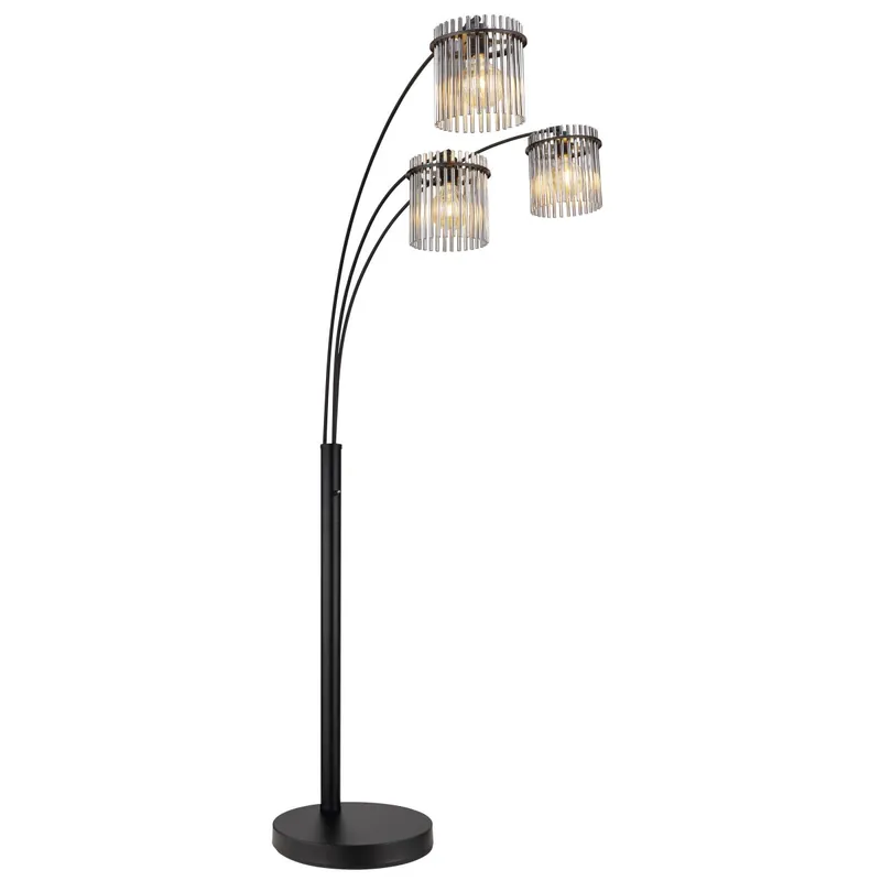 Lámpara de pie negra de vidrio diseño elegante | lamparas-en-linea Oferta