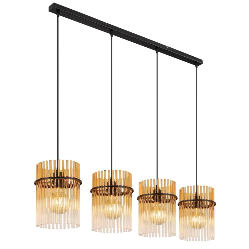 Lámpara colgante dorada Gorley que combina elegancia y funcionalidad con vidrio ámbar. ✓ Envío gratis desde 50 € ✓ 2 años de garantía Pedido Al Por Mayor