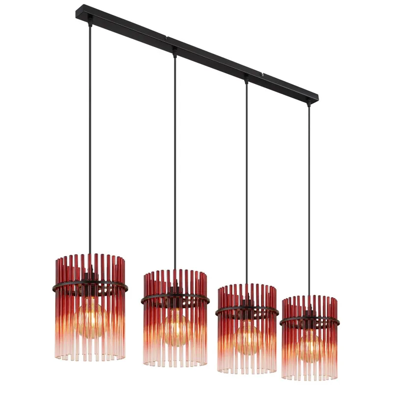 Lámpara colgante elegante con varillas de vidrio en tonos rojo y azul, perfecta para cualquier espacio moderno. ✓ Envío gratis desde 50 € ✓ 2 años de garantía Devolución Gratuita