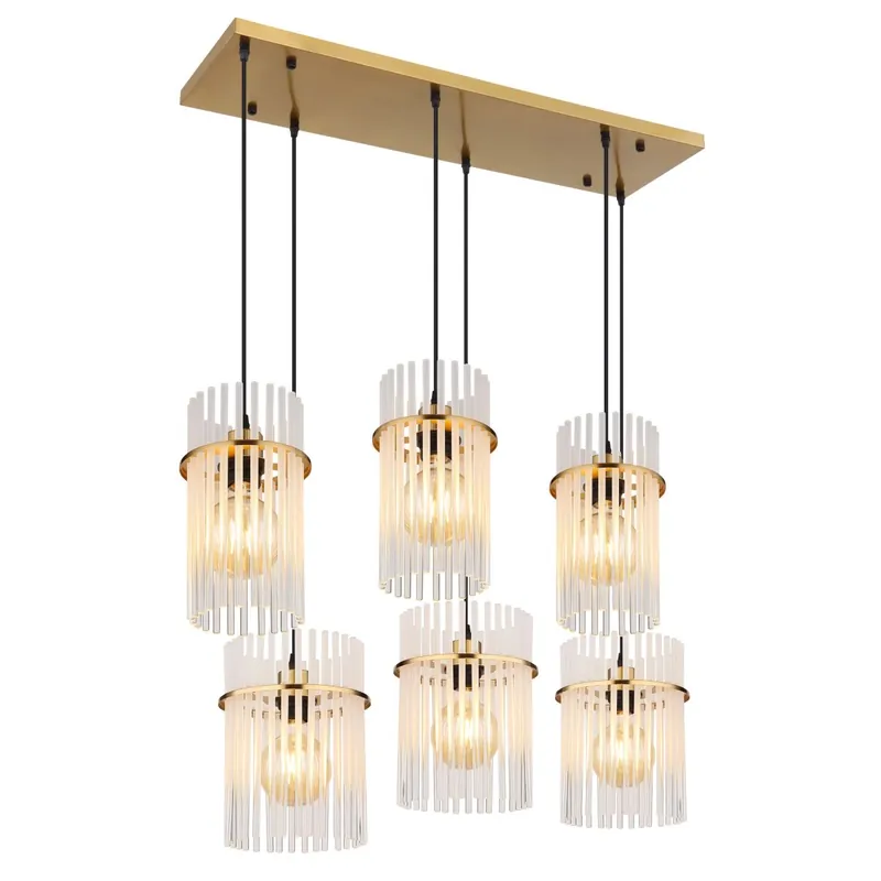 Popular Lámpara colgante dorada con barras de vidrio que aporta un toque elegante a cualquier espacio. ✓ Envío gratis desde 50 € ✓ 2 años de garantía.
