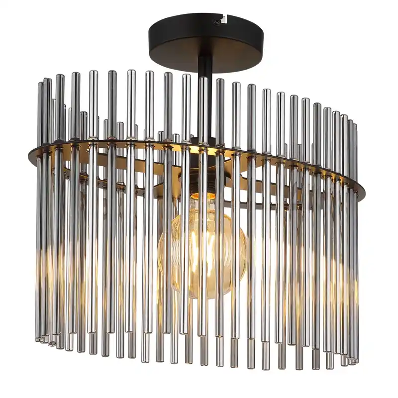 Lámpara de techo moderna en vidrio ahumado y metal negro, ideal para iluminar cualquier espacio con estilo. ✓ Envío gratis desde 50 € ✓ 2 años de garantía Solo Por Tiempo Limitado