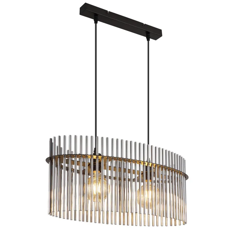 Lámpara colgante ovalada en vidrio ahumado negro Gorley, un toque moderno y elegante. ✓ Envío gratis desde 50 € ✓ 2 años de garantía. Últimas Unidades