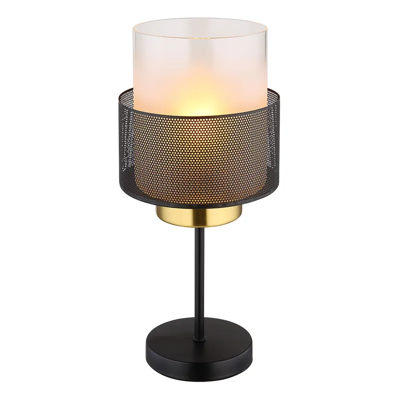 Premium Lámpara de mesa retro de metal negro Globo Olga
