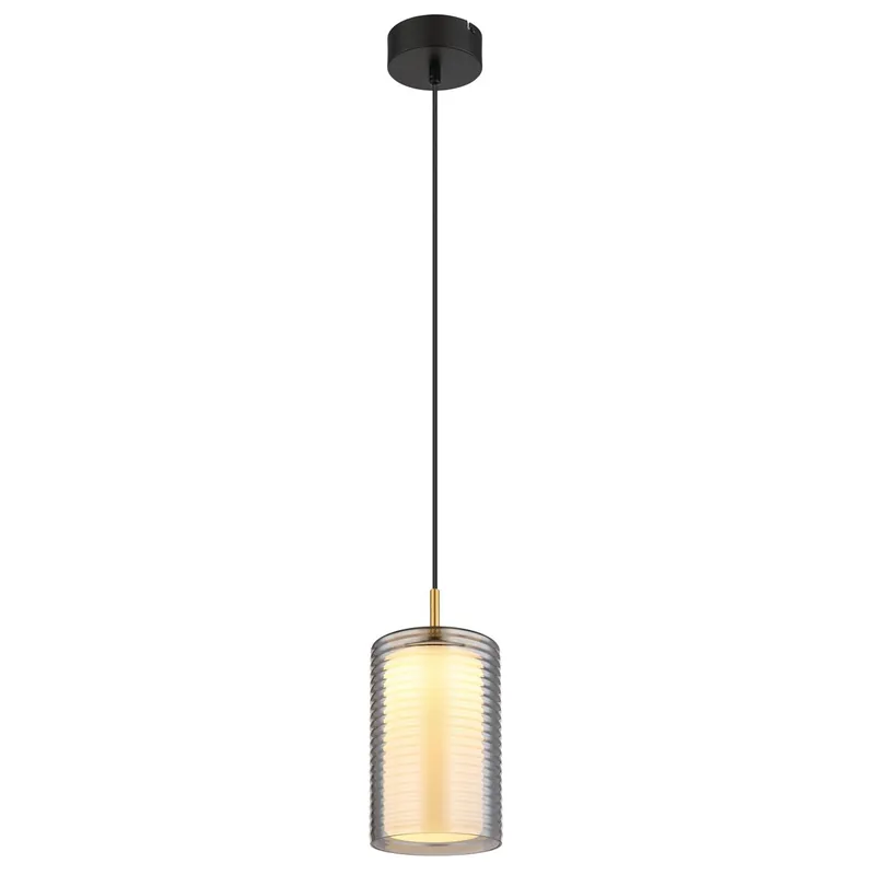 Artesanal Lámpara colgante redonda con vidrio estriado y metal negro, ideal para un estilo moderno y acogedor. ✓ Envío gratis desde 50 € ✓ 2 años de garantía