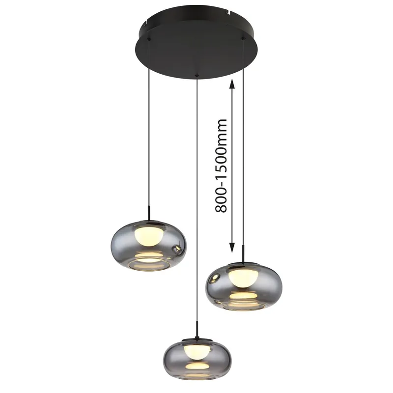 Lámpara colgante moderna redonda de metal negro Quintara, con diseño elegante y altura ajustable. ✓ Envío gratis desde 50 € ✓ 2 años de garantía Rebajas