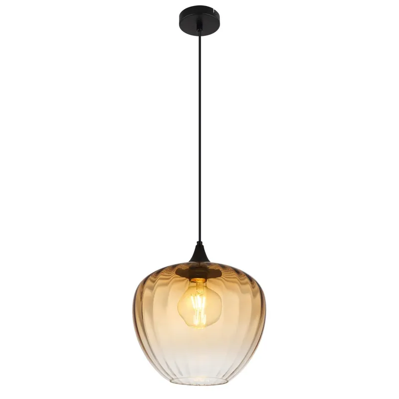 Lámpara colgante de vidrio ámbar con marco metálico negro mate. Perfecta para iluminar tu hogar con estilo. ✓ Envío gratis desde 50 € ✓ 2 años de garantía Máxima Calidad