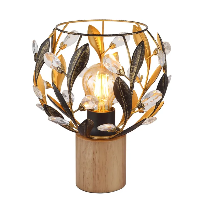 Envío Internacional Descubre la lámpara de mesa Mika, una fusión elegante de madera marrón y cristales brillantes. ✓ Envío gratis desde 50 € ✓ 2 años de garantía.