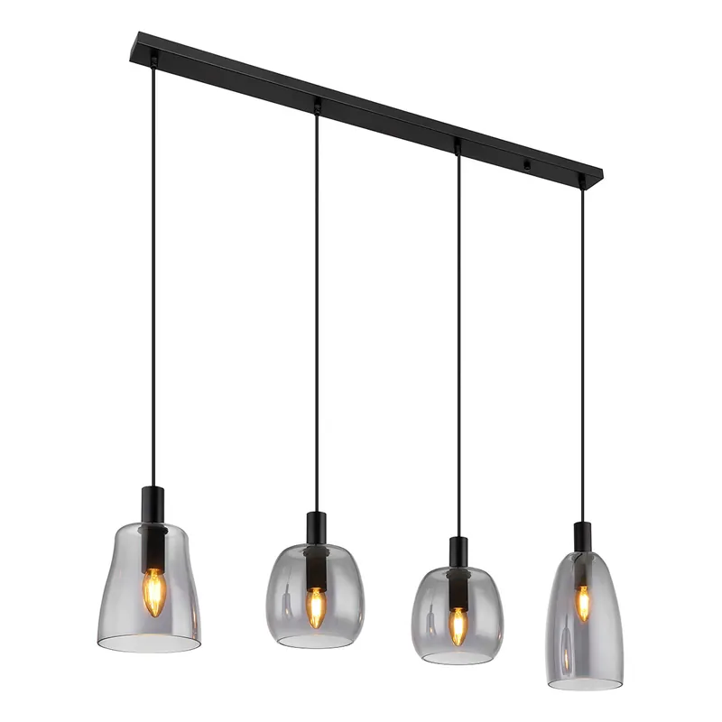 Oferta Flash Lámpara colgante moderna de metal y vidrio negro Globo Garri