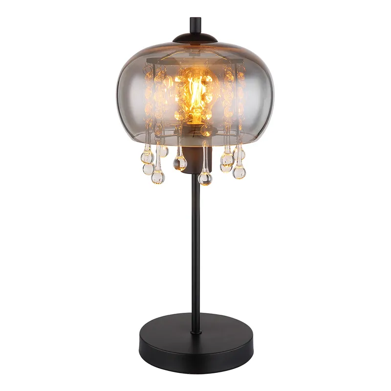 Pedido Al Por Mayor Lámpara de mesa clásica negra de metal y vidrio Globo Corry