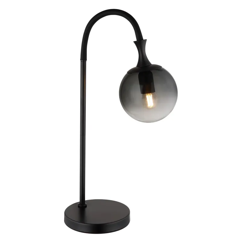 Lámpara de mesa moderna en color humo con elegante diseño y estructura de metal mate negro. ✓ Envío gratis desde 50 € ✓ 2 años de garantía Certificado