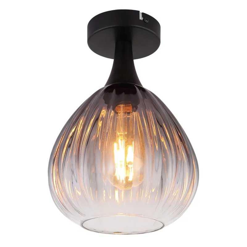 Original Lámpara colgante OLSEN de diseño elegante en cristal ahumado y metal negro. Ideal para cualquier espacio. ✓ Envío gratis desde 50 € ✓ 2 años de garantía
