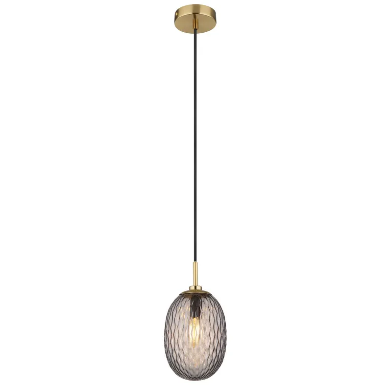 Envío Inmediato Lámpara colgante dorada con diseño elegante y vidrio ahumado, perfecta para crear un ambiente acogedor. ✓ Envío gratis desde 50 € ✓ 2 años de garantía