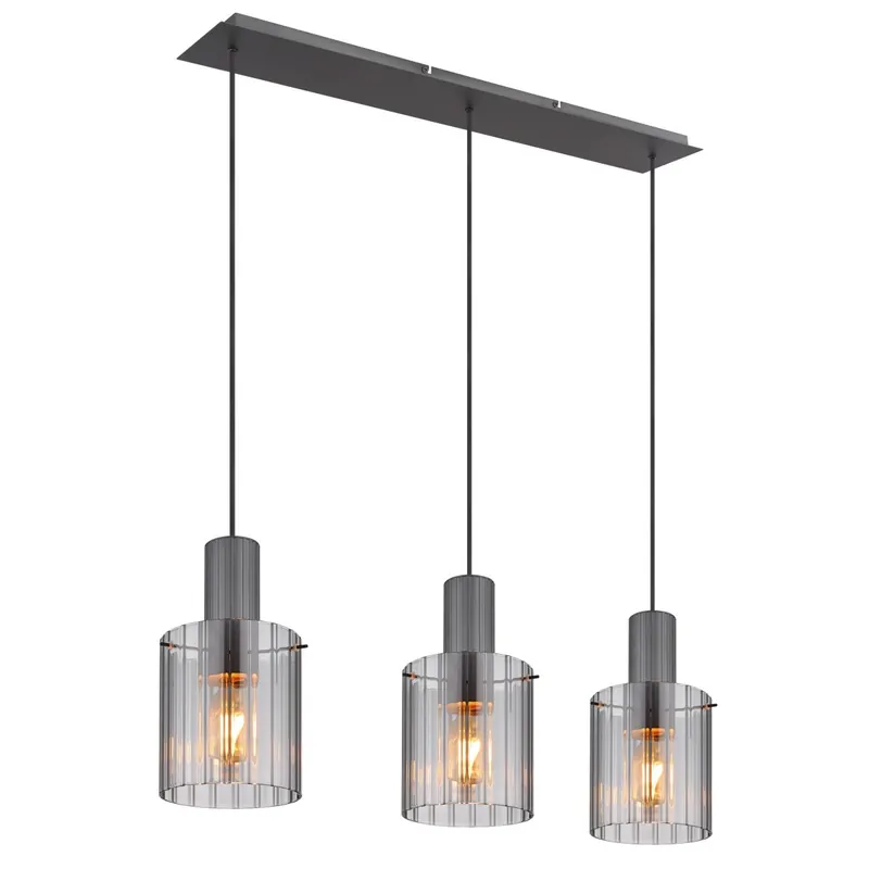 Lámpara colgante moderna en gris oscuro con pantallas de vidrio que crean una atmósfera única. ✓ Envío gratis desde 50 € ✓ 2 años de garantía Mejor Calidad