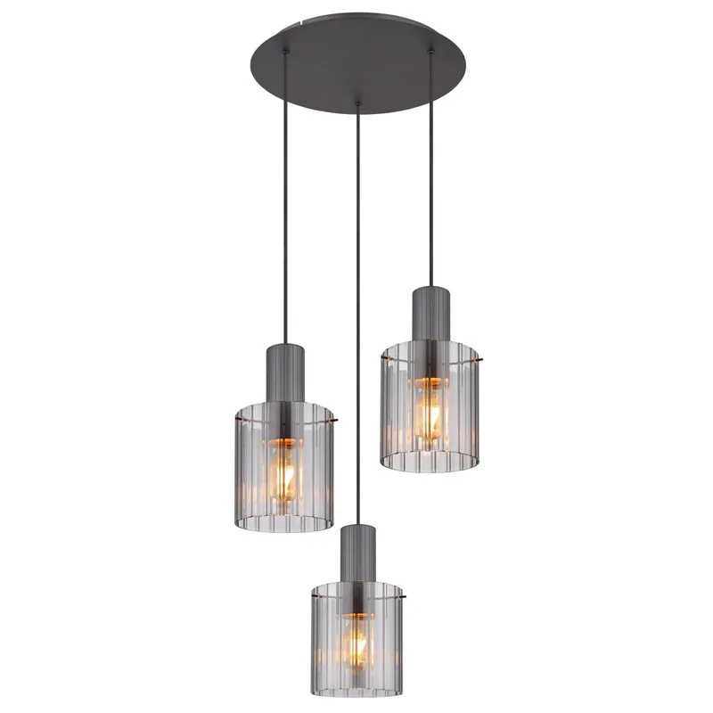 Lámpara colgante redonda de metal gris oscuro, ideal para crear un ambiente acogedor con sus elegantes lentes. ✓ Envío gratis desde 50 € ✓ 2 años de garantía Última Versión