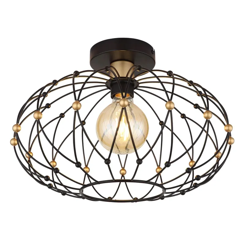 Envío Inmediato Lámpara de techo vintage en negro mate con acentos dorados. Ideal para cualquier ambiente. ✓ Envío gratis desde 50 € ✓ 2 años de garantía