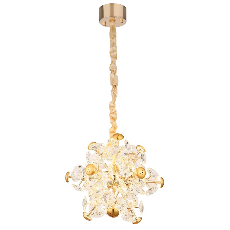 Lámpara colgante dorada con esferas de cristal, ideal para iluminar con elegancia tu hogar. ✓ Envío gratis desde 50 € ✓ 2 años de garantía Artesanal