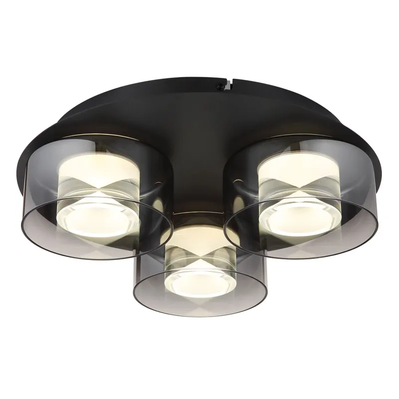 Lámpara de techo negra mate con cristal ahumado que aporta elegancia y armonía en tu hogar. ✓ Entrega rápida ✓ 2 años de garantía Oferta De Temporada