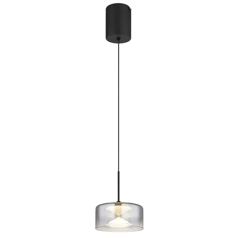Lámpara colgante negra mate con vidrio ahumado que aporta estilo y calidez. Perfecta para espacios pequeños. ✓ Envío gratis desde 50 € ✓ 2 años de garantía Moderno