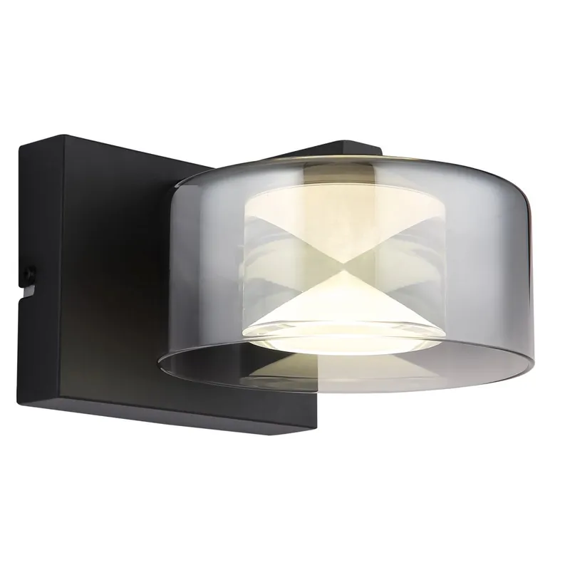 Promoción Lámpara de pared negra con vidrio ahumado que añade estilo y calidez a cualquier ambiente. ✓ Envío gratis desde 50 € ✓ 2 años de garantía