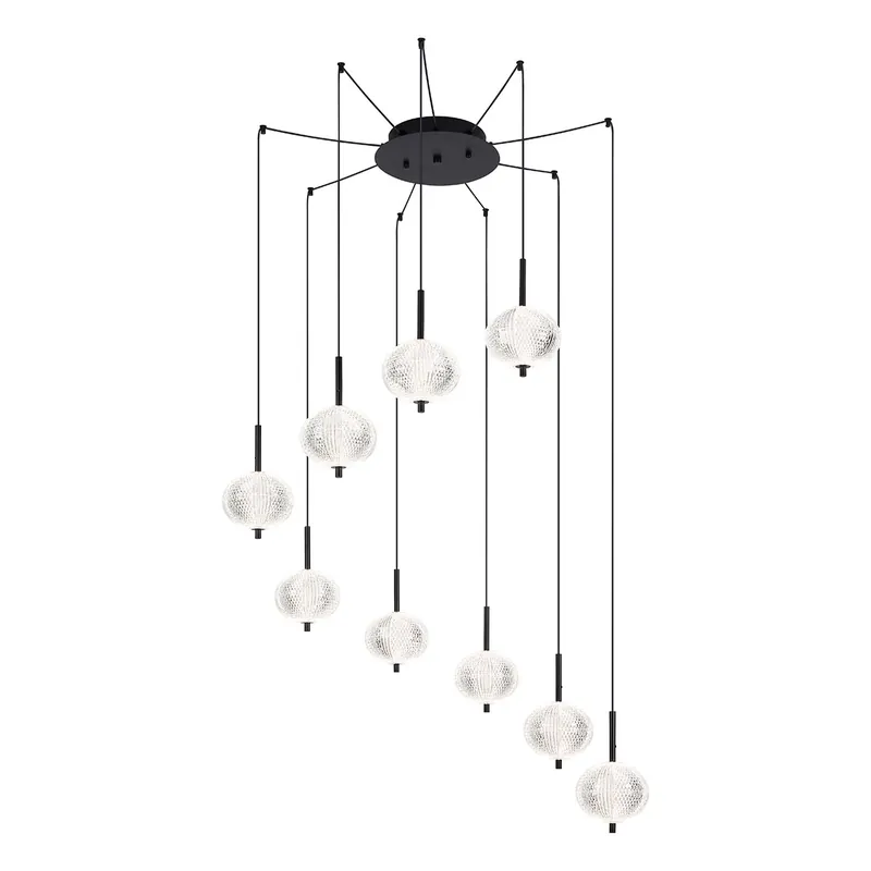 Lámpara colgante Art Déco de metal negro Globo Aida Nuevo Modelo